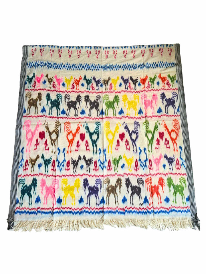 Sumba Neon Wara Pata Ikat - many spirit sentients woven together Sarong Feather & Find 