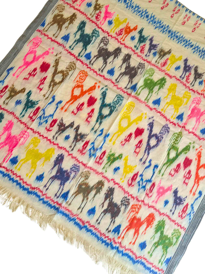 Sumba Neon Wara Pata Ikat - many spirit sentients woven together Sarong Feather & Find 