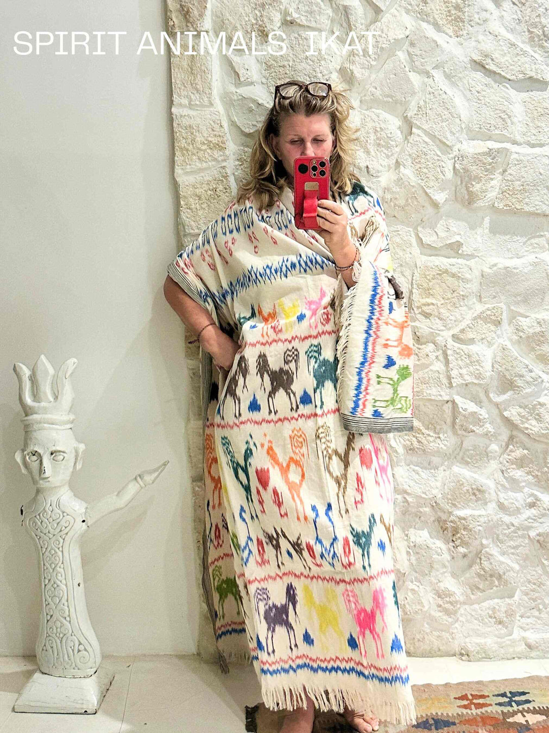 Sumba Neon Wara Pata Ikat - many spirit sentients woven together Sarong Feather & Find 